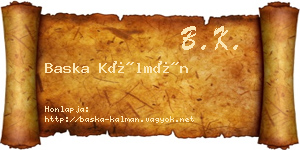 Baska Kálmán névjegykártya