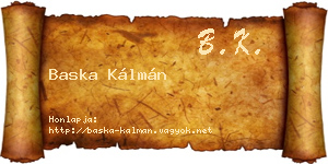 Baska Kálmán névjegykártya